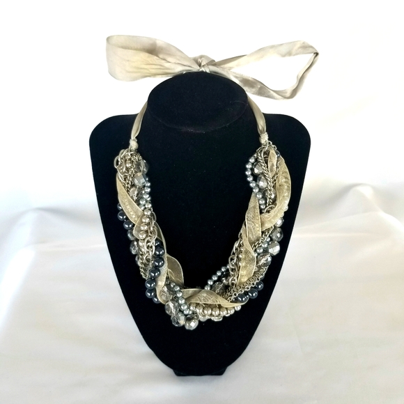 Unbranded Jewelry - Unbranded Twisted Statement Necklace Black/Silver